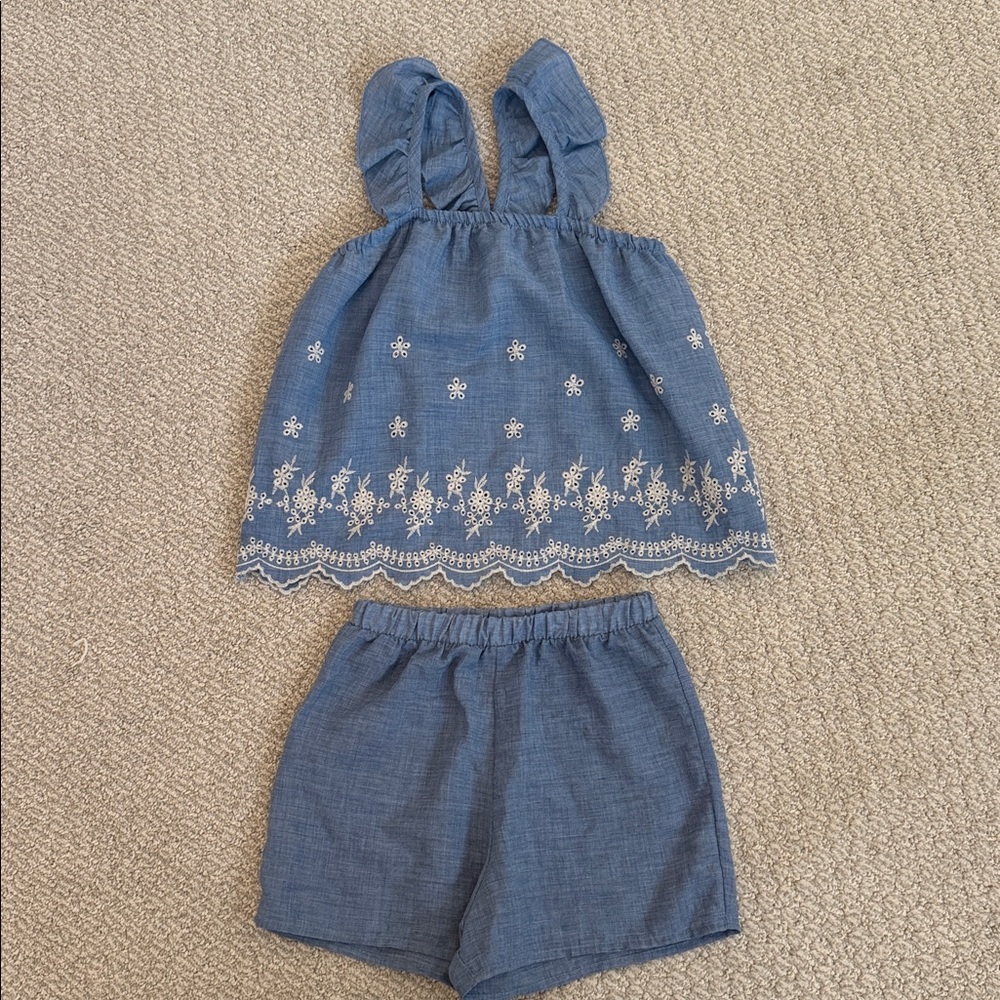 Blue Sleeveless Top and Shorts Set